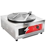 CROSSON Commercial Electric Crepe Maker, 16-Inch Large Cooking Plate 1800W ETL Certified, Stainless Steel Pancake Griddle with Accessories Storage & Metal Spatula/Spreader