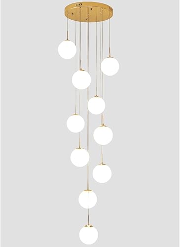Candelabros de 10 luces modernos con forma de gota de lluvia, iluminación colgante de bola de vidrio blanco leche, pantalla de cúpula larga para