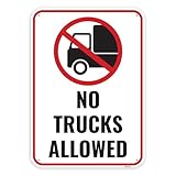 1PC No Trucks Allowed Sign, 14 x 10 Inches - Aluminum - No Delivery Vehicles Beyond This Point Driveway Sign