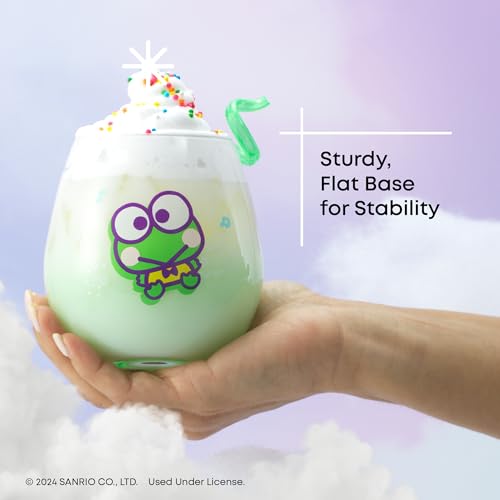 Image of JoyJolt Hello Kitty & Friends Above the Clouds Stemless Drinking Glasses, 15 oz Ombre Glass Cup Set of 4 ft Hello Kitty Keroppi My Melody Pompompurin, Kawaii Kitchen Glassware Sets