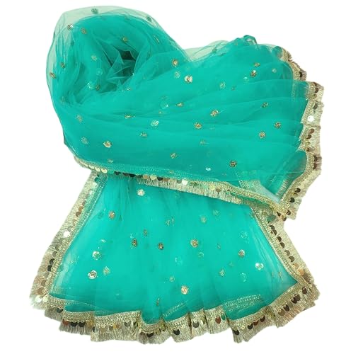 Image of Navti Creations Women's Lightweight Net Dupatta With Sequence Embroidery & Kiran Border (Length 2.25m)