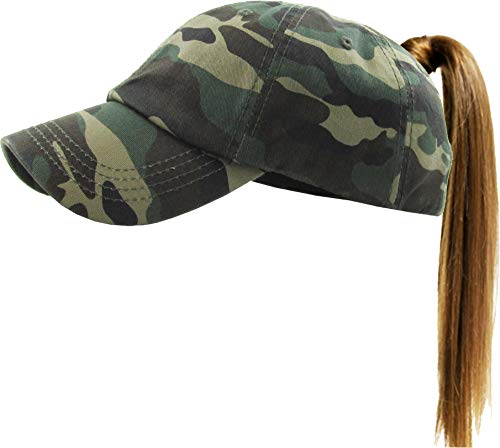 Image of Classic Plain Ponytail Messy High Bun Headwear Adjustable Cotton Trucker Mesh Glitter Hat Baseball Cap