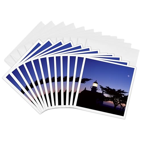 Cartes de vœux phare de Monterey lot de 12 au format 15x15 cm