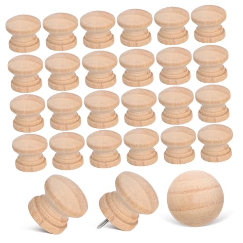 Gogogmee 100pcs Mini Mushroom Knobs Wood Drawer Pulls Unfinished for Cabinets Dresser Vintage Style