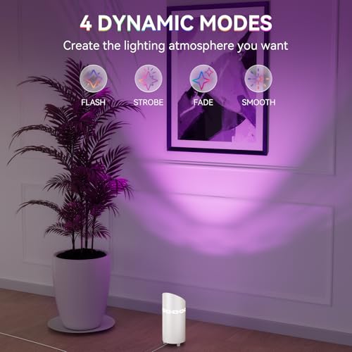 Image of 2 Pack Uplights Indoor Floor Can Lights, RGBW Spotlight Indoor with Foot Switch for Living Room Corner Sofa House Plant Wall Artwork Decor