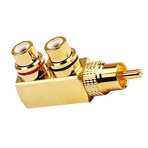 Pack de 2 adaptadores RCA macho a 2 RCA hembra ángulo derecho miniatura 5
