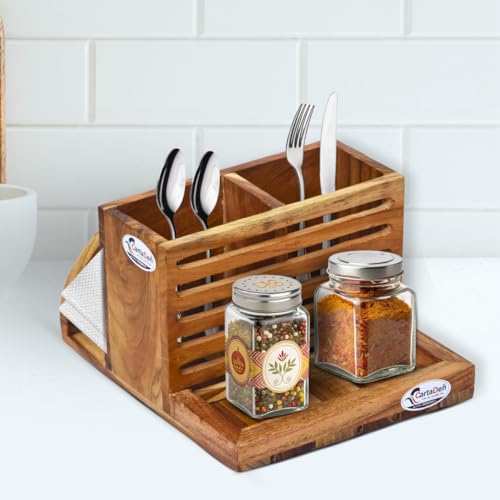 Image of CARTADEN Utensil Caddy Stand /Picnic Cutlery Holder /Silverware Caddy for Countertop / /Flatware Organizer /Spoon Fork Napkin Holder /multi-pose Organizer for Kitchen Office Bathroom Bedroom