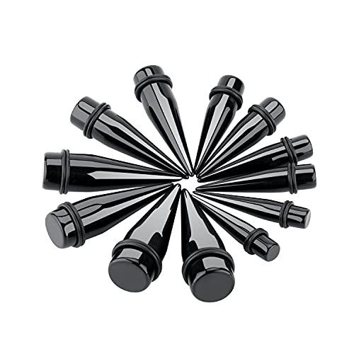 24PC Ear Gauge Stretching Kit Acrylic Tapers and Surgical Steel Tunnels Plugs 00G-20MM Gauge Stretching Kit3