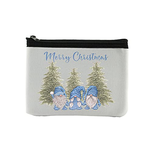 Blue Christmas Gnomes Coin Purse Wallet Pouch For Women | Small Card Change Bag With Zipper | Mini Travel Purse For ID Case | Makeup Card Novelty Bag - Main Image