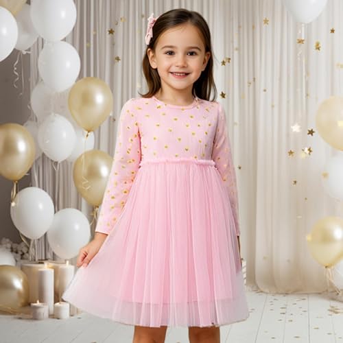 Little Bitty Toddler Tutu Dresses Long Sleeve Casaul Girls Fall Tulle Dress Party Princess Birthday Holiday for 2-8 Years3