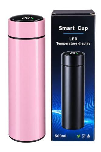 Image of Smart Cup LED Temperature Display Water Bottle - 500 ml | Pink Colour | Double-Wall Stainless Steel Vacuum Bottle | Digital Touch-Lid Temp Screen | Hot & Cold Insulation | Gift & Daily Use