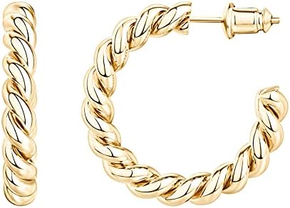 PAVOI 14K Gold Plated Twisted Rope Round Hoop Earrings in Yellow Gold