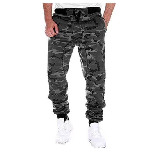 Onsoyours Homme Pantalon Cargo Casual Jogging Camouflage Militaire Mode Casual Sport De Jogging Taille Tlastique Occasionnels LâChe De SurvêTement Pantalon B Gris M