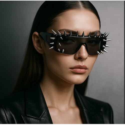 mincl/Punk Rocker Large Shield Spike Fashion Novelty Club Sunglasses2