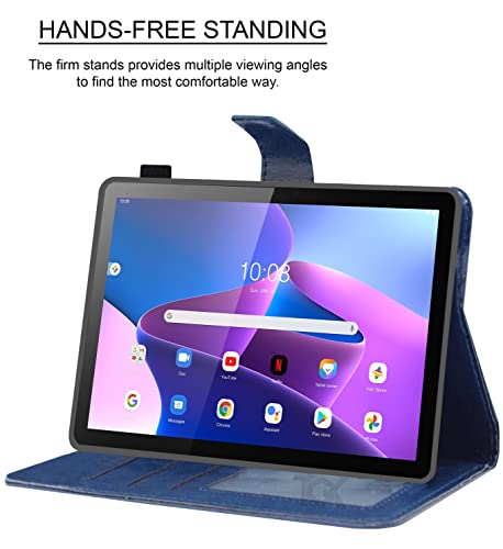 Image of TGK Multi Protective Wallet Leather Flip Case Cover for Lenovo Tab M10 FHD 3rd Gen 10.1 inch TB328FU TB328XU, Blue