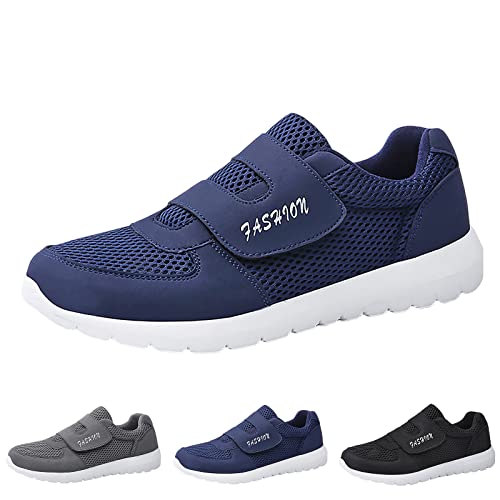 Zapatillas de correr para hombre, de malla, transpirables, con acolchado de aire, suela suave, informal, para correr, talla cómoda, para exteriores, senderismo, tenis y fitness, azul, 40 EU
