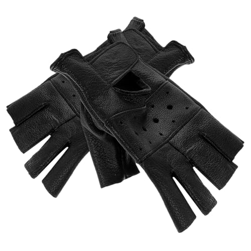 BESPORTBLE Leather Half Finger Gloves Men's Motorcycle Gloves Touchscreen Wrist Support for Cycling Gym Workout