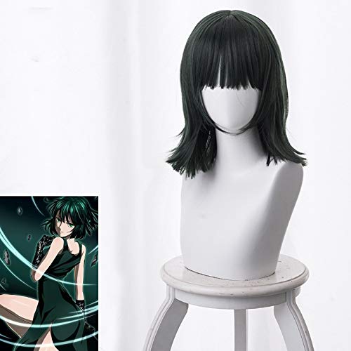 One Punch Man Wig Fubuki Cosplay Wig Women Girls Heat Resistant Synthetic Hair Anime Cos Wig 40cm Short Navy Green Party