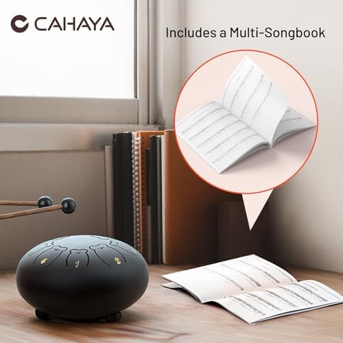 CAHAYA Steel Tongue Drum: 6 Inch 8 Notes Steel Hand Drum for Kids with Music Book, Drum Mallets, Finger Paddles and Carry Bag for Adults Meditation Yoga Zen Gifts 4 41pPPTp2CPL. AC