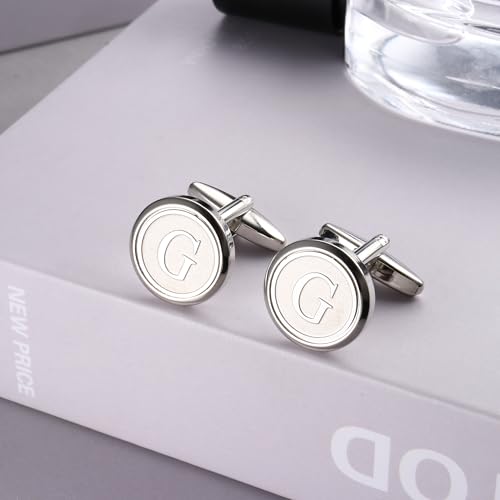 Image of LOYALLOOK Initial Gold Cufflinks for Men Gold Cuff Links Personalized Copper CuffLinks Letter Cufflinks Gift for Groom Husband Father