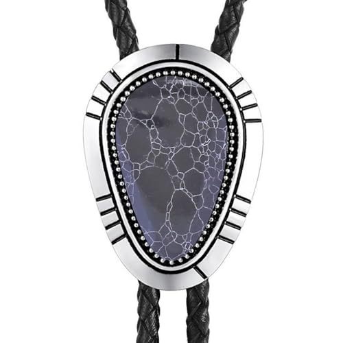 Image of HUABOLA CALYN Bolo Tie for Men Women, Native American Rodeo Cowboy Turquoise /Scorpion /Tiger Eye /Black Agate Leather Necktie