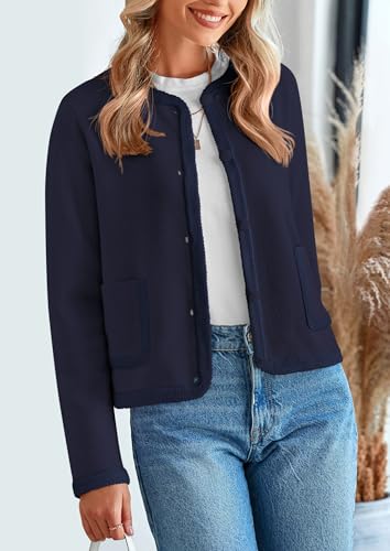 PRETTYGARDEN Women's Winter Trendy Button Down Open Front Cardigan Sweaters Knit Color Block Jackets Fall Fashion Clothes4