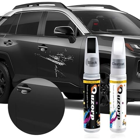 Ouzorp Black Touch Up Paint for Cars with Clearcoat, Black Car Paint Scratch Repair 2 in 1 Black Auto Car Touch Up Paint Pen 0.67 oz Cover