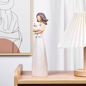 Xmgzq woman with dog figurinessympathy dog memorialgirl and dog statuewestie gifts for womengifts for dog loversresinwhite dog lover decordog memorial gifts for loss of dogangel dog statue   cucciolini doodles