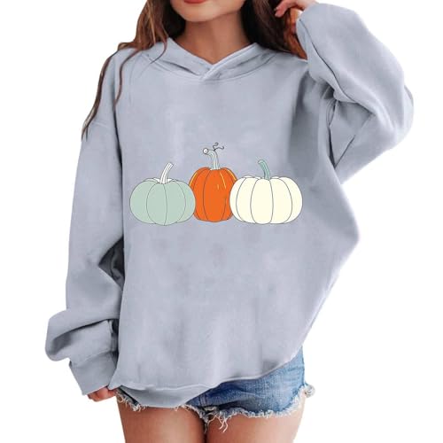 Girl's Halloween Hoodie Cute Pumpkin Graphic Crewneck Long Sleeve Hooded Crewneck Pullover Sweatshirt2
