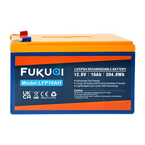 Fukuai 12V 16Ah Lithium LiFePO4 Battery, 2000+ Deep Cycles Rechargeable Lithium Iron Phosphate Battery for Solar Power,Lighting,Power Wheels and More,Built-in 16A BMS Cover