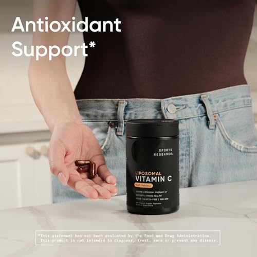 Sports Research® Liposomal Vitamin C 1000mg, 180 Liquid Capsules | Antioxidant Activity & Immune Support - Enhanced Absorption - Non-GMO Verified & Gl