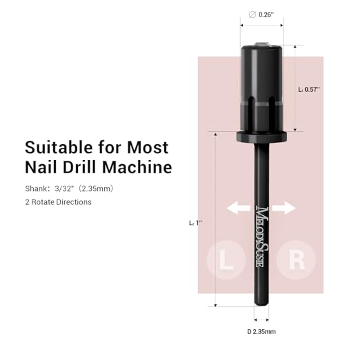 Image of MelodySusie Crystal Top Mandrel Bit for Nails, 3 /32'' Easy Off Nail Drill Bits for Sanding Bands, Suitable for Acrylic Nails Gel Manicures and Pedicures, Black
