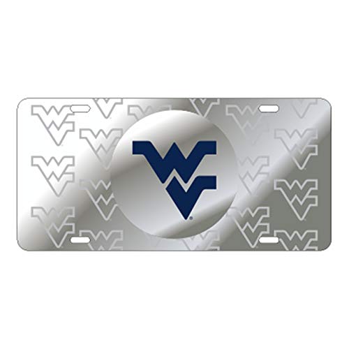 Craftique WVU WEST Virginia Deluxe Symbol Back Mirrored License Plate Tag