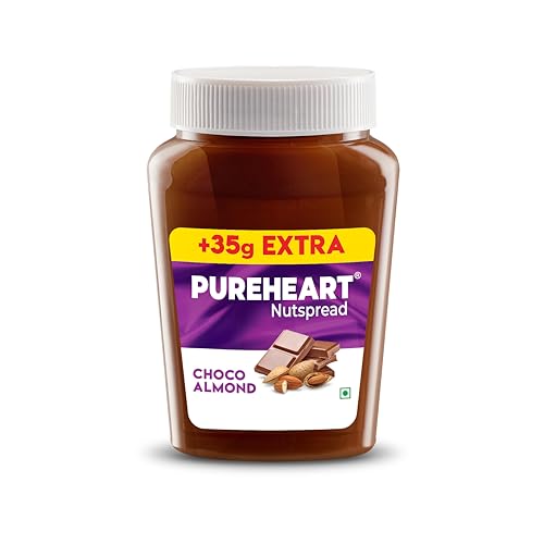 Image of Pureheart Choco Almond Nut Spread (380 gm, Pack 2) Delicious, Smooth and Creamy Snack, Nutty Chocolate Almond Spread for Breakfast