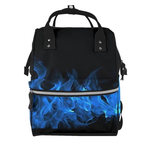 Sac à langer multifonction noir et bleu avec compartiment PC portable