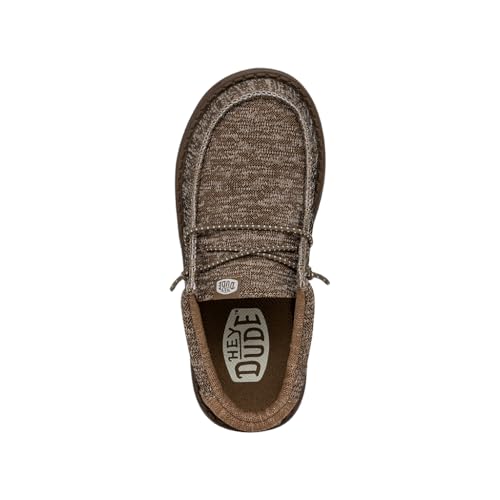 Image of HEYDUDE Boy's Wally-Youth Sport Knit Walnut Size 1 | Youth's Shoes | Youth Slip-on Loafers | Comfortable & Light-Weight