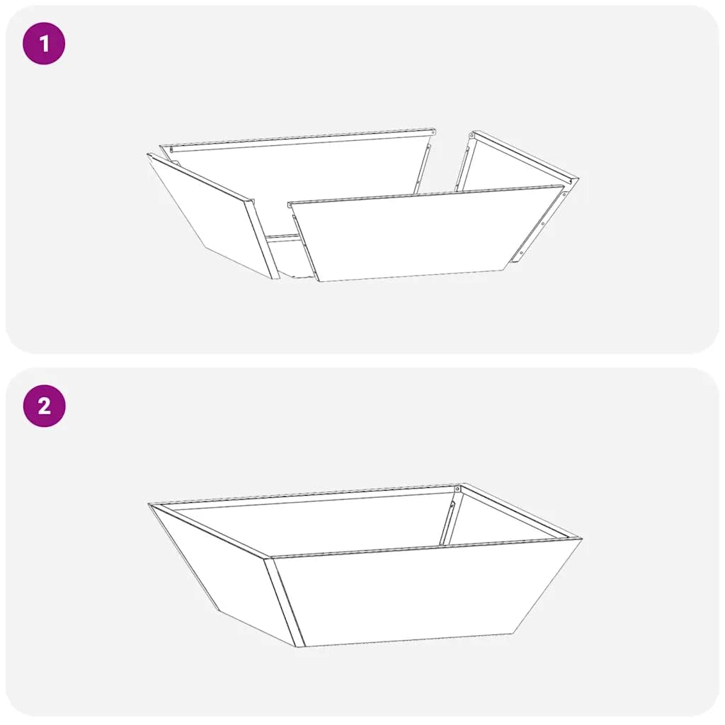 Helloshop26 Vaso da giardino trapezoidale moderno esterno 50 x 50 x 15 cm in acciaio laminato a freddo, nero 02_0052382