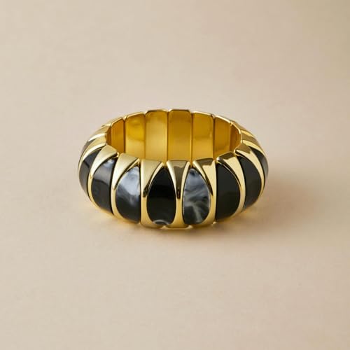 HIIXHC Acrylic Chunky Bangles Bracelets for Women Resin Gold Stretch Bracelets for Women Gift Jewelry 5