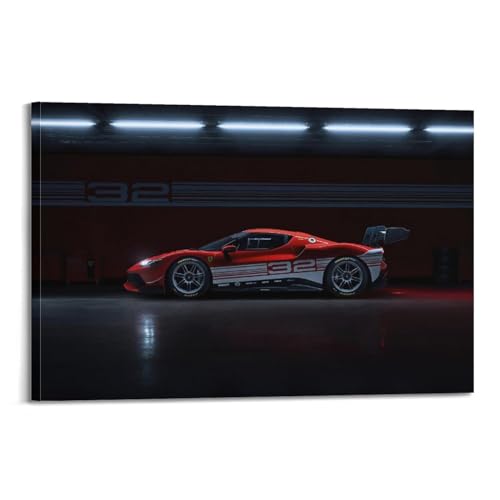Poster Ferrari 296 toile de course pour mur de bureau ou salon