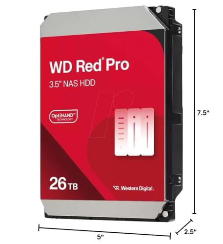 Image of Western Digital 26TB WD Red Pro NAS Internal Hard Drive HDD - 7200 RPM, SATA 6 Gb /s, CMR, 512 MB Cache, 3.5 inch - WD260KFGX