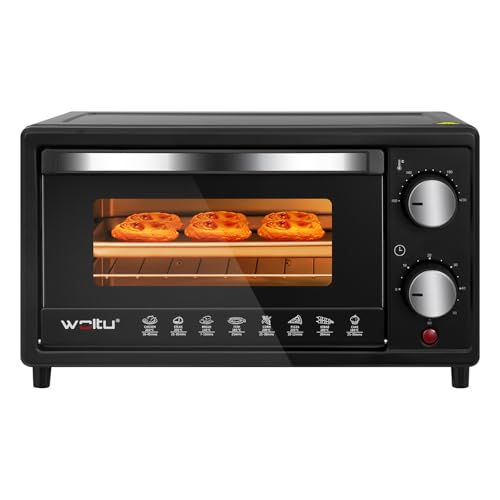 WOLTU Fornetto Elettrico 10L 650W, Forno per Pizza con Teglia, Griglia e Pinza, Temperatura tra 100-230℃, Timer 0-60 min, 650W, Nero