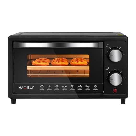 WOLTU BF08sz Minibackofen 12 Liter, 800 Watt Toasterofen | Pizzaofen | Backblech mit Timer Mini Backofen für Pizza, Toast, Truthahn, Hot Dogs Schwarz