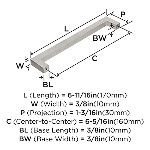 Image of Amerock Monument 6-5 /16 inch (160mm) Center-to-Center Satin Nickel Cabinet Pull - 10 Pack