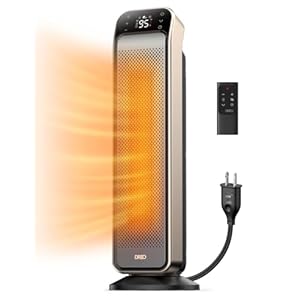 Dreo Space Heater Indoor, 25″ 11.5ft/s Fast Portable Room Heater with Remote and Anti-Burn Plug, 3 Modes, Overheating & Tip-Over Protection, Electric Heaters for Indoor Use Large Room, Bedroom, Gold