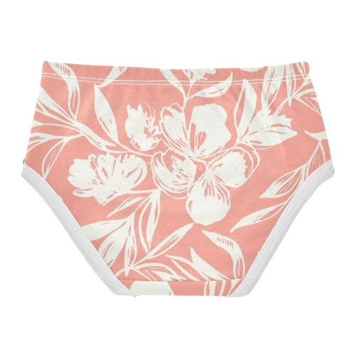 Floral Leaves Peach Pink Girl Panties Cute Toddler Underwear Custom Cotton Animal Briefs Underpants 2t2