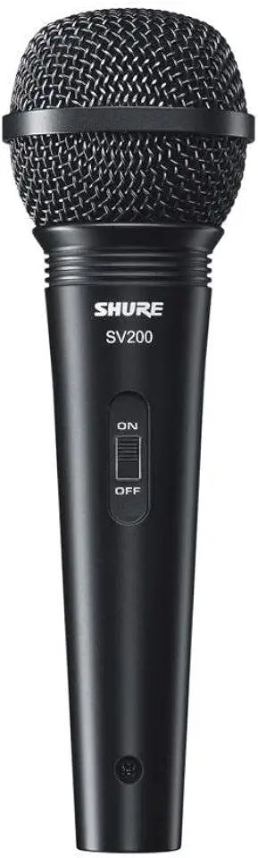 Shure SV200-W Microfone vocal cardioide dinâmico multiuso com grade esférica resistente a amassados, interruptor liga/desliga e cabo de 38 cm XLR para 0,64 cm