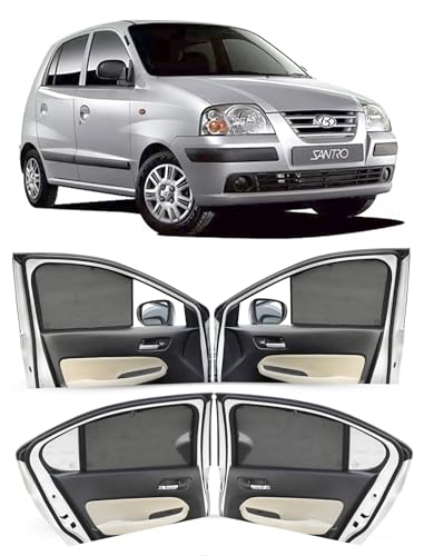 Image of Autofact Car Sunshades for Hyundai Santro Xing (2003 to 2018), UV Protection, Useful Car Accessories, Custom fit Sun Shades for Side Windows, Set of 4