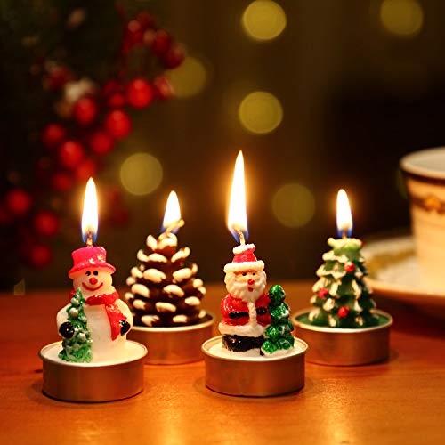 Tecunite TECUNITE-CACTUS TEALIGHT CANDLES-01 12 Pieces Christmas Tealight Candles Handmade Delicate Santas Snowman Acorn Tree Candles thumb #3