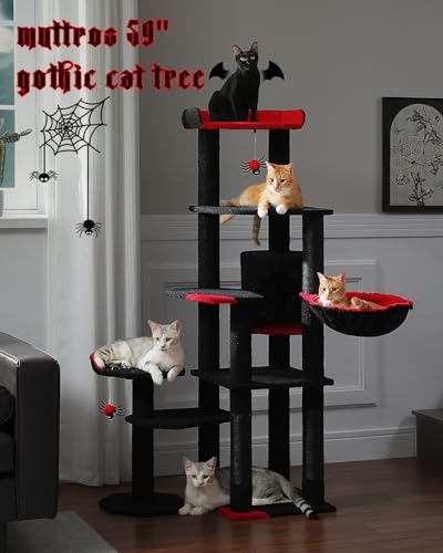 Árbol para gatos gótico MUTTROS 59" con cama ataúd miniatura 2