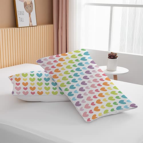 Bedmust Kids Girls Twin Colorful Duvet Cover Set Decoration For Girls Bedroom Hearts Duvet Cover 3 Piece With 2 Pillow Shams(1 Duvet Cover And 2 Pillow Shams) #TOP5